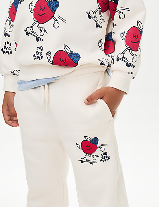 Cotton Rich Apple Print Joggers (2-8 Yrs)