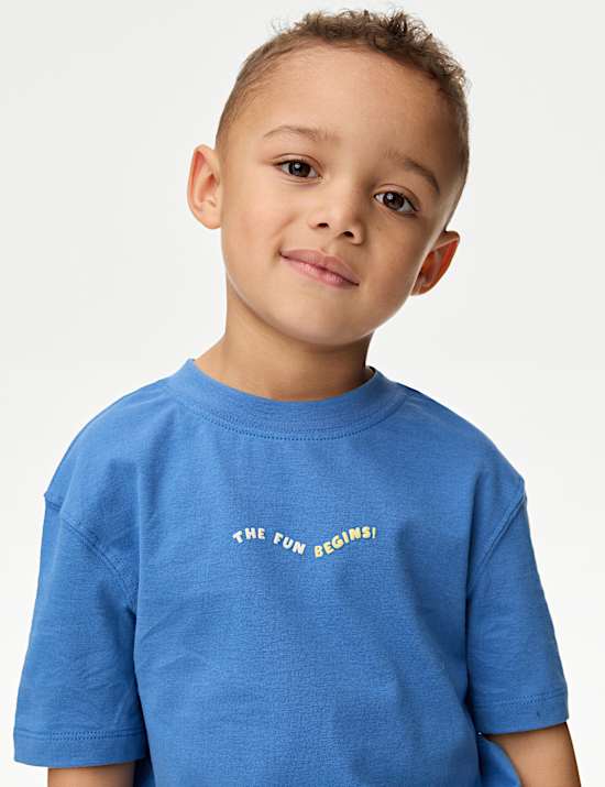Pure Cotton Slogan T-Shirt (2-8 Yrs)