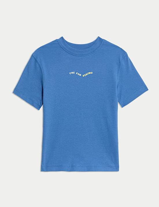 Pure Cotton Slogan T-Shirt (2-8 Yrs)