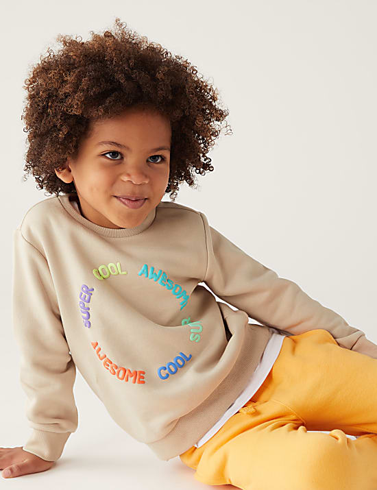 Cotton Rich Slogan Sweatshirt (2-8 Yrs)