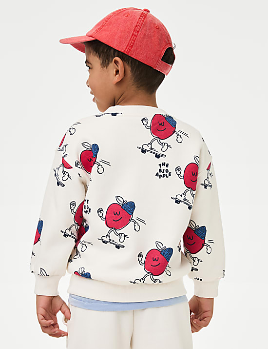 Katoenrijk sweatshirt met appelprint (2-8 jaar)