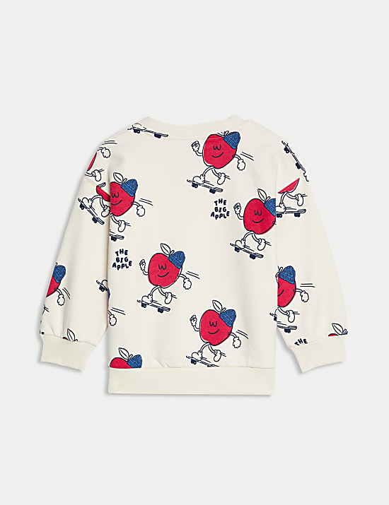 Katoenrijk sweatshirt met appelprint (2-8 jaar)