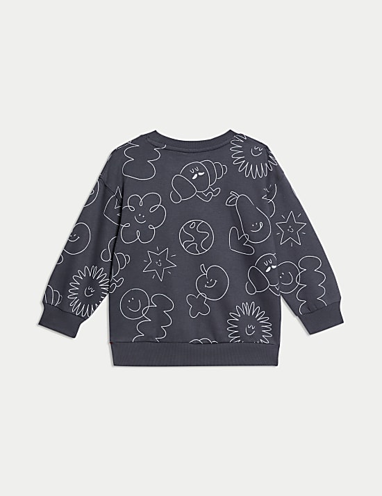 Cotton Rich Doodle Print Sweatshirt (2-8 Yrs)