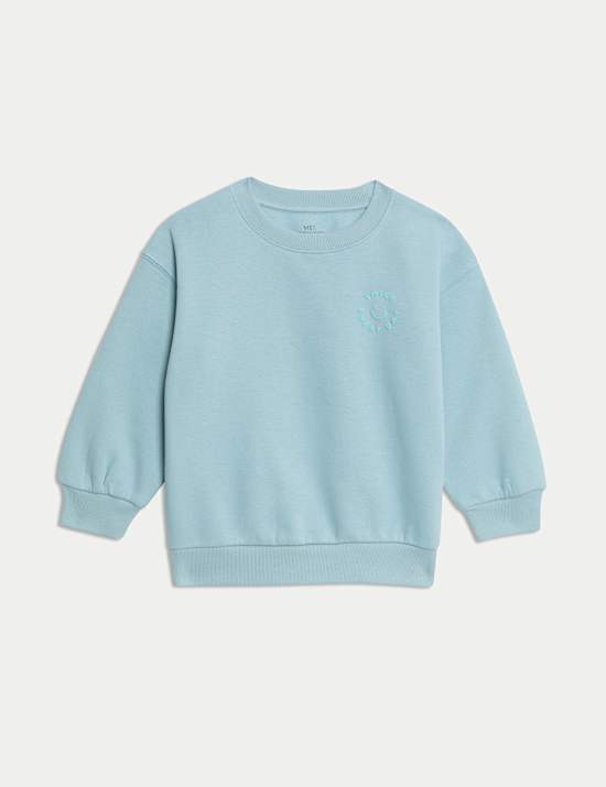 Cotton Rich Smile Slogan Sweatshirt (2-8 Yrs)