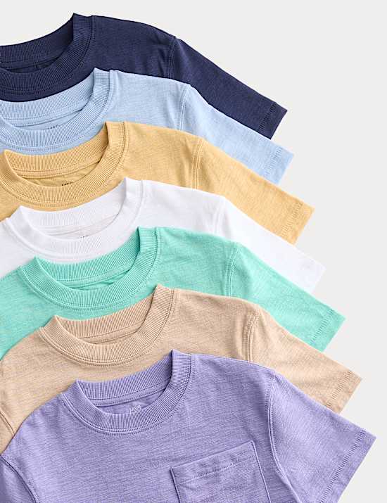 7 Pack Pure Cotton T-Shirts (2-8 Years)