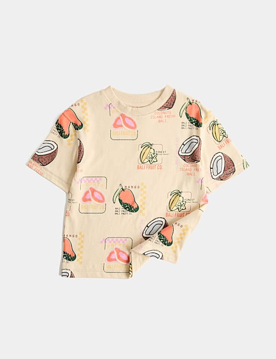 Pure Cotton Tropical Fruit Print T-Shirt (2-8 Yrs)