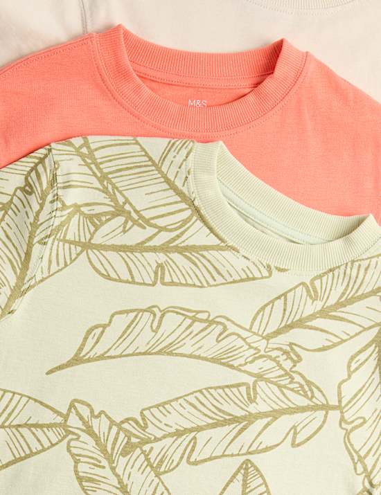 5 Pack Pure Cotton Palm Tree Print T-Shirts (2-8 Yrs)