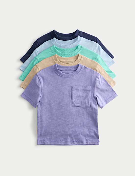 5 Pack Pure Cotton Short Sleeve T-Shirts (2-8 Yrs)