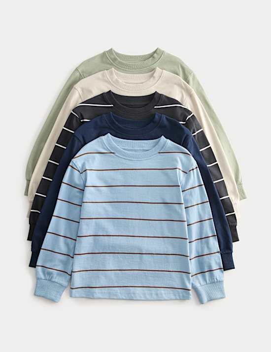 5er-Pack Langarm-T-Shirt aus reiner Baumwolle (2&ndash;8 J.)