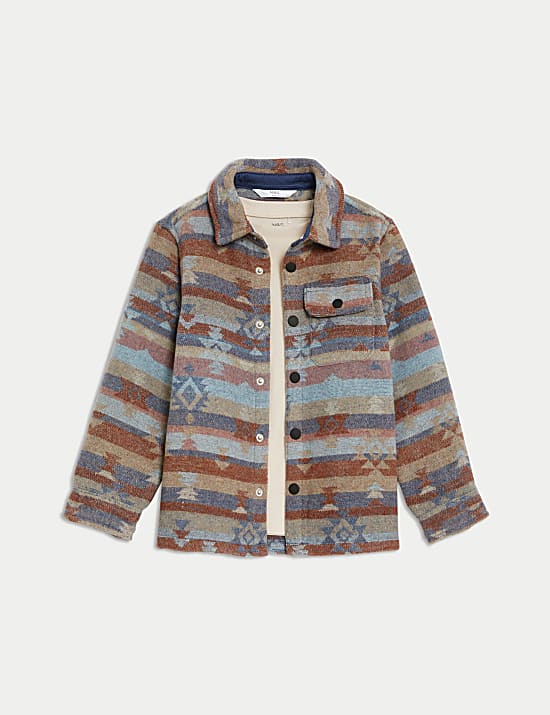 Ensemble 2&nbsp;pi&egrave;ces en coton avec t-shirt et chemise &agrave; imprim&eacute; (du 2&nbsp;au 16&nbsp;ans)