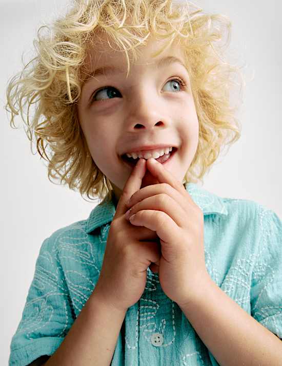 Πουκάμισο με κεντημένα φύλλα από 100% βαμβάκι (2-8 ετών)