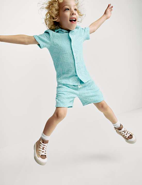 Πουκάμισο με κεντημένα φύλλα από 100% βαμβάκι (2-8 ετών)