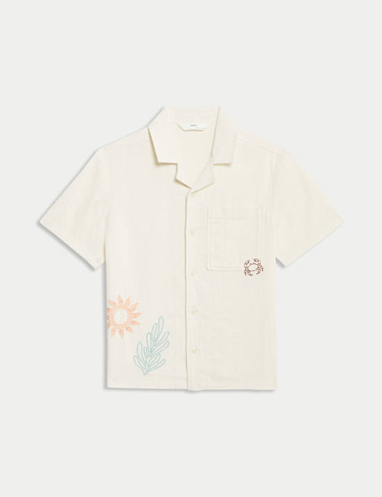 Linen Rich Embroidered Shirt (2-8 Yrs)