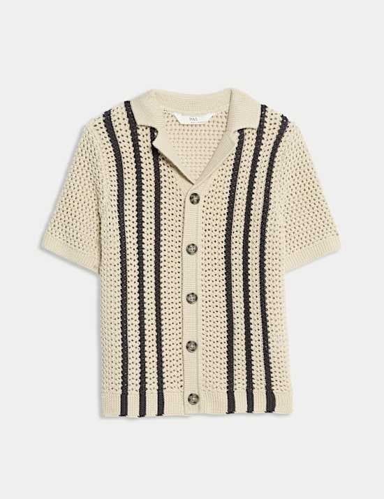 Pure Cotton Border Knitted Shirt (2-8 Yrs)