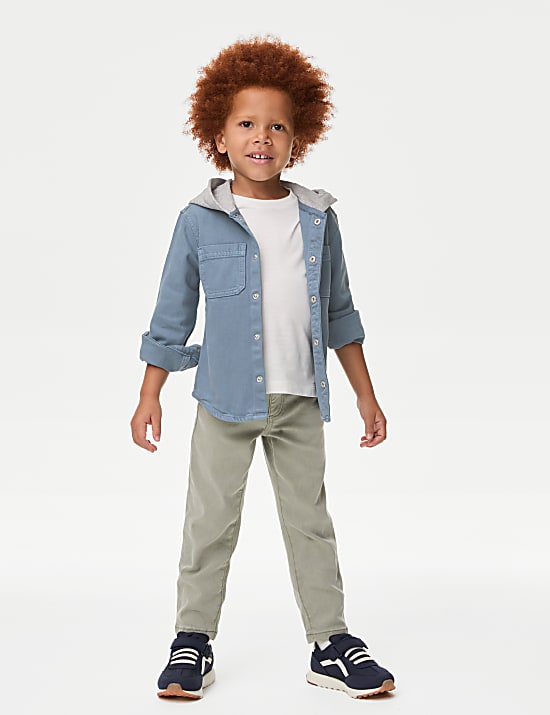 Σύνολο με πουκάμισο με κουκούλα & T-shirt με υψηλή περιεκτικότητα σε βαμβάκι (2-8 ετών)