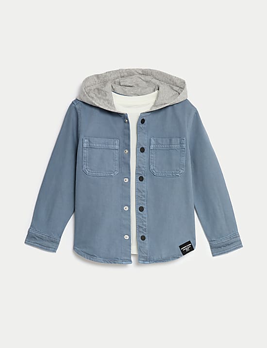 Σύνολο με πουκάμισο με κουκούλα & T-shirt με υψηλή περιεκτικότητα σε βαμβάκι (2-8 ετών)