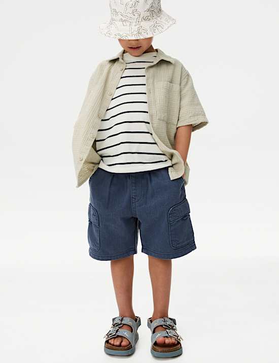 Cotton Rich Textured Shirt & T-Shirt Set (2-8 Yrs)