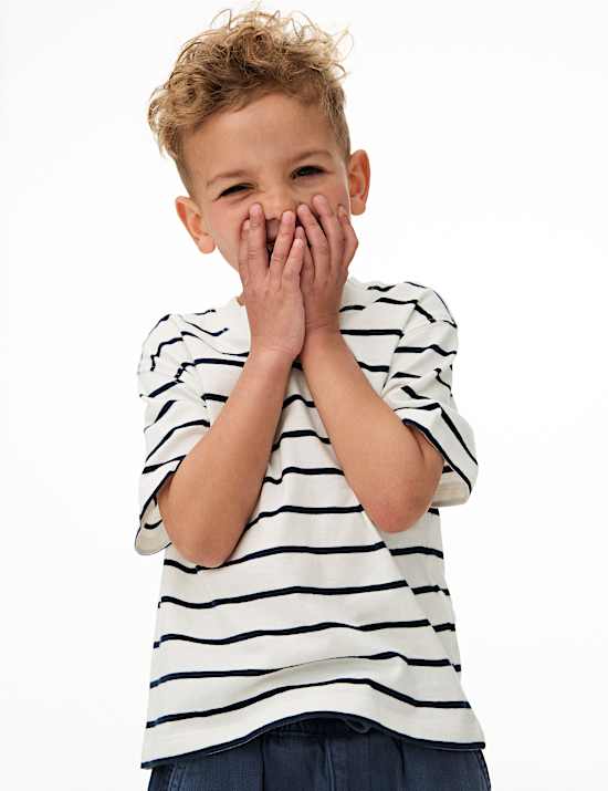 Cotton Rich Textured Shirt & T-Shirt Set (2-8 Yrs)