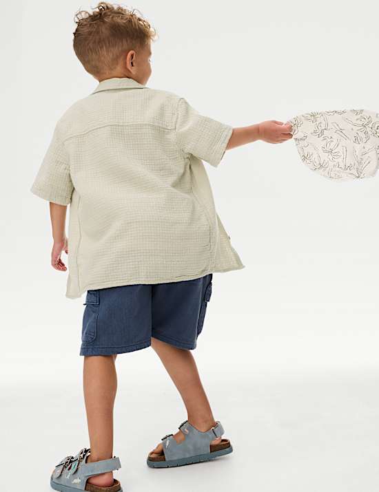 Cotton Rich Textured Shirt & T-Shirt Set (2-8 Yrs)
