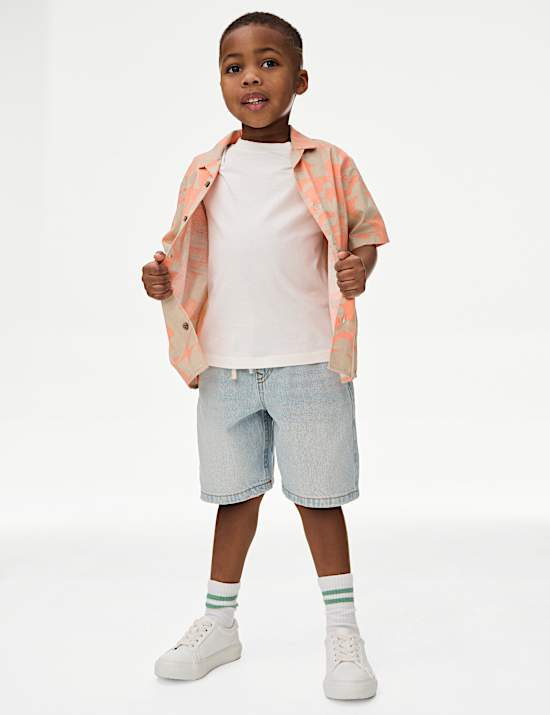 Σύνολο με εμπριμέ πουκάμισο και T-shirt από 100% βαμβάκι (2-16 ετών)
