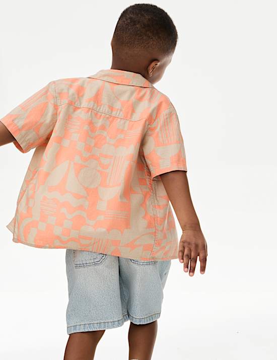 Σύνολο με εμπριμέ πουκάμισο και T-shirt από 100% βαμβάκι (2-16 ετών)