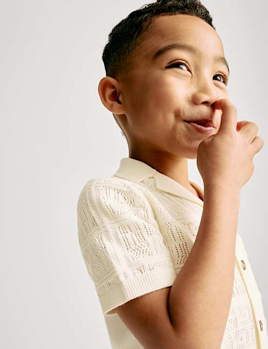 Pure Cotton Textured Knitted Shirt (2-8 Yrs)