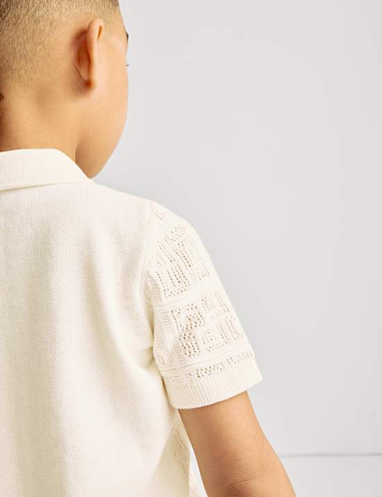 Pure Cotton Textured Knitted Shirt (2-8 Yrs)