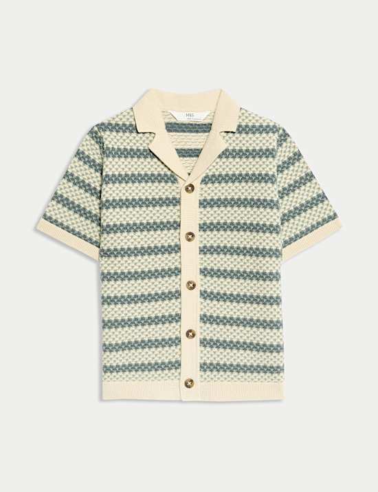 Pure Cotton Striped Knitted Shirt (2-16 Yrs)