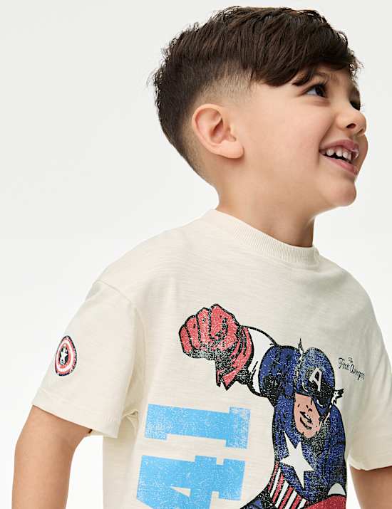 Pure Cotton Captain American T-Shirt (2-8 Yrs)