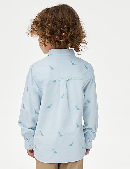 Pure Cotton Dinosaur Embroidered Oxford Shirt (1-8 Yrs)