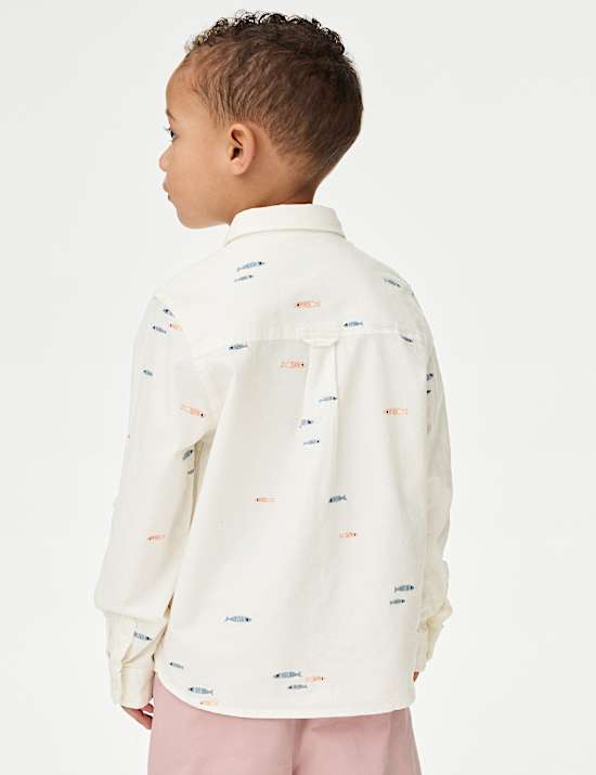 Pure Cotton Fish Embroidered Oxford Shirt (1-8 Yrs)