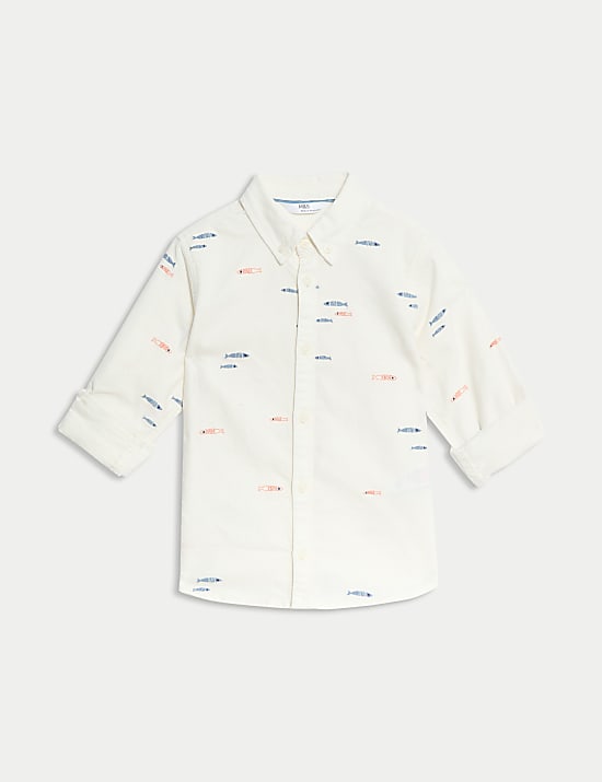 Pure Cotton Fish Embroidered Oxford Shirt (1-8 Yrs)