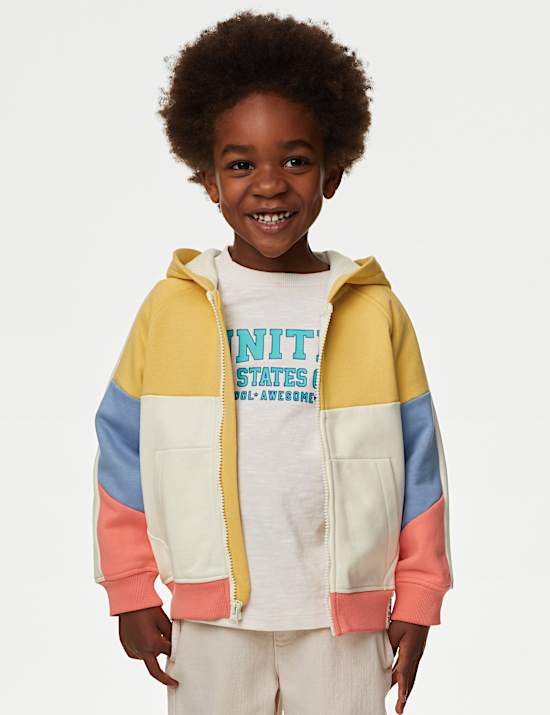 Cotton Rich Colour Block Hoodie (2-8 Yrs)