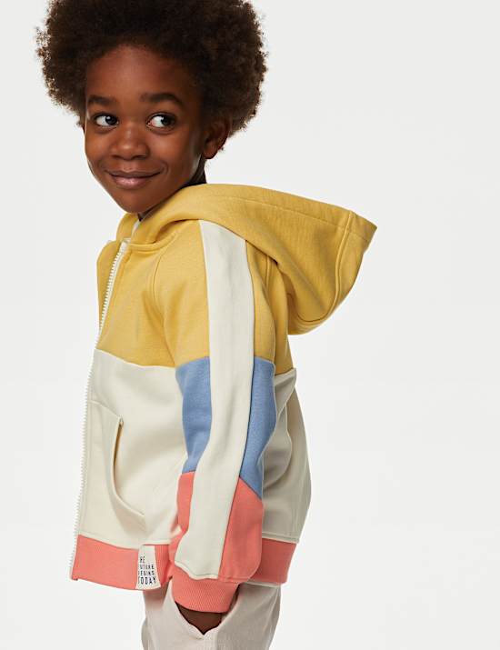 Cotton Rich Colour Block Hoodie (2-8 Yrs)