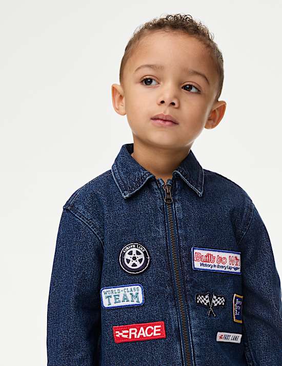 Pure Cotton Badged Denim Jacket (2-8 Yrs)