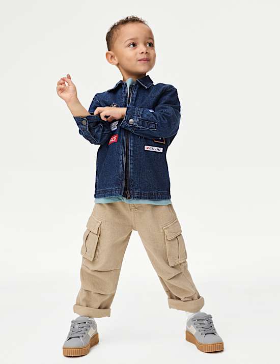 Pure Cotton Badged Denim Jacket (2-8 Yrs)