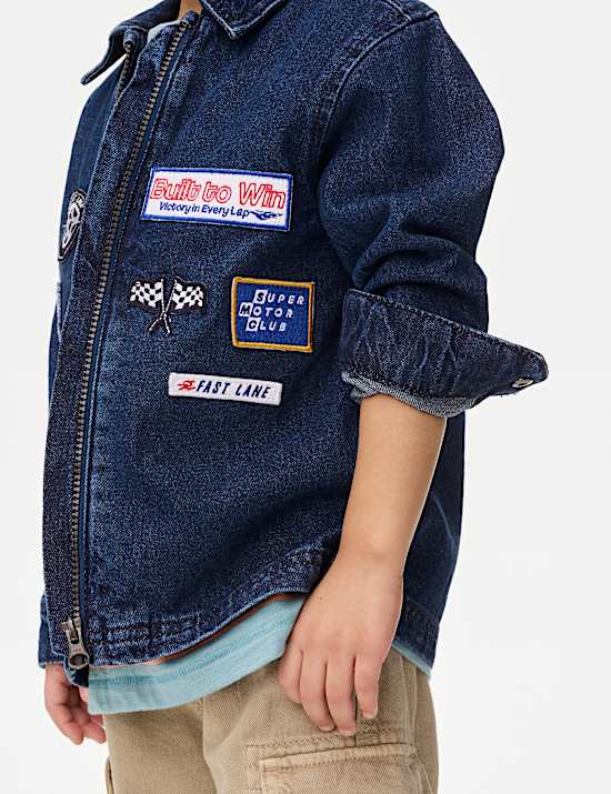 Pure Cotton Badged Denim Jacket (2-8 Yrs)