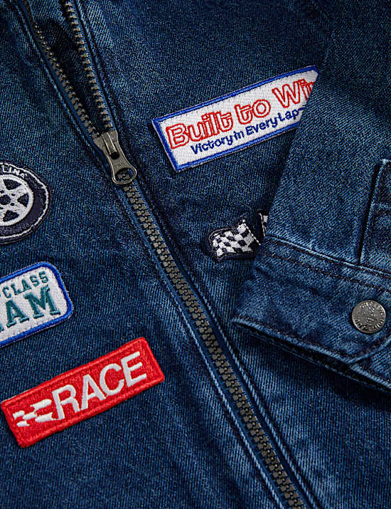 Pure Cotton Badged Denim Jacket (2-8 Yrs)