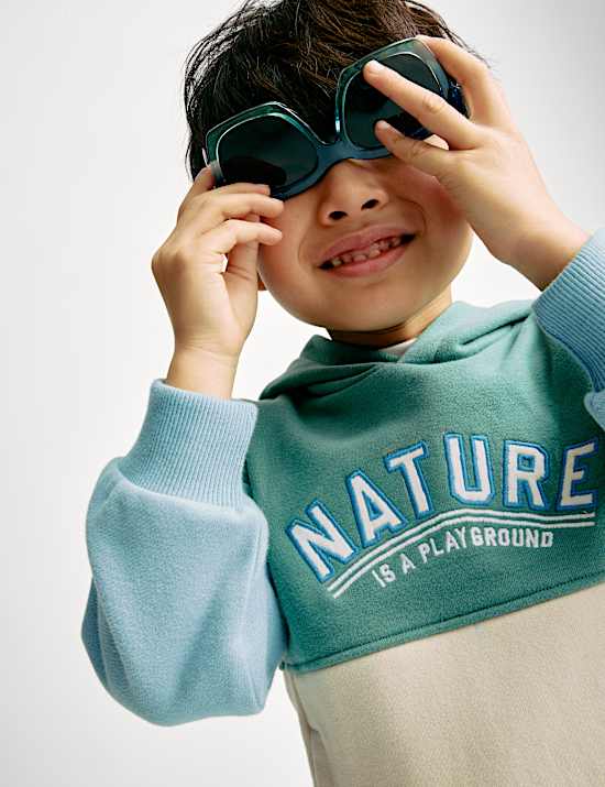 Cotton Rich Slogan Hoodie (2-8 Yrs)