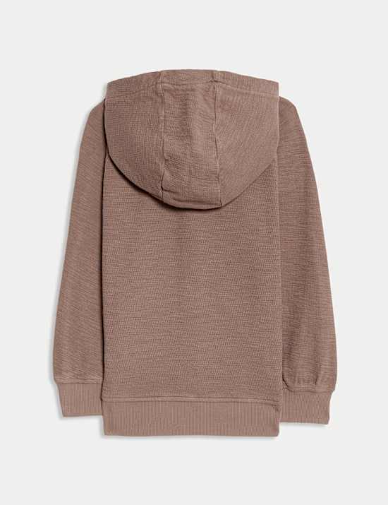 Pure Cotton Textured Zip Hoodie (2-8 Yrs)