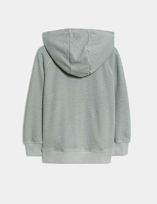 Pure Cotton Textured Zip Hoodie (2-8 Yrs)