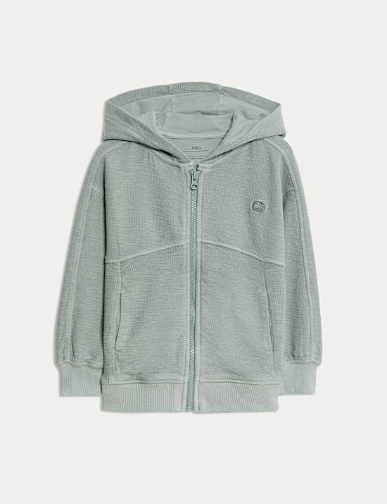 Pure Cotton Textured Zip Hoodie (2-8 Yrs)