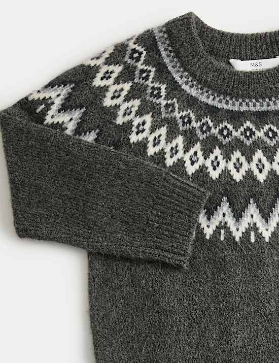 Jersey de punto con cuello redondo Fair Isle (18 meses-10 años)