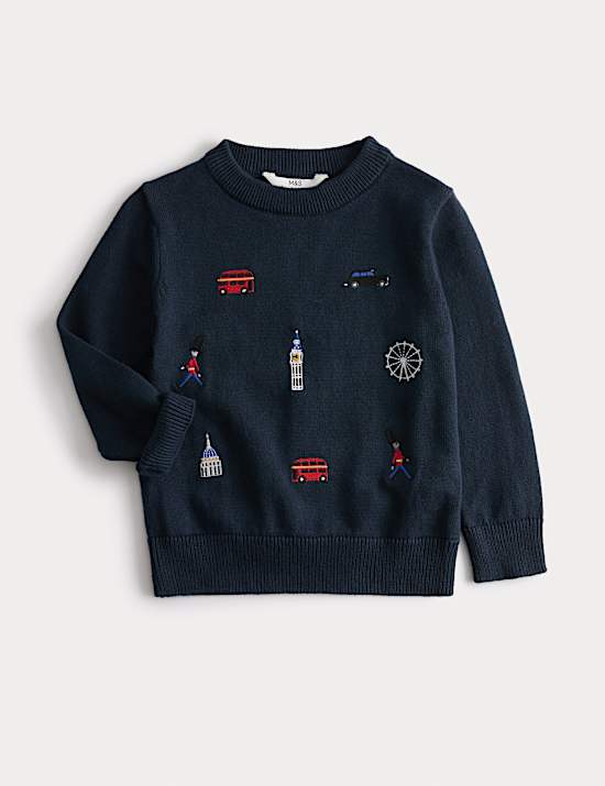 Pure Cotton London Embroidered Jumper (2-8 Yrs)
