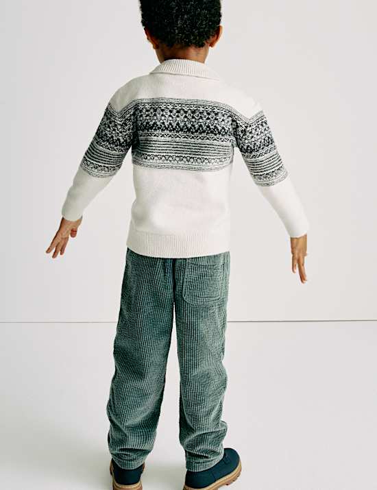 Cotton Blend Fair Isle Half Zip Jumper (1-10 Yrs)