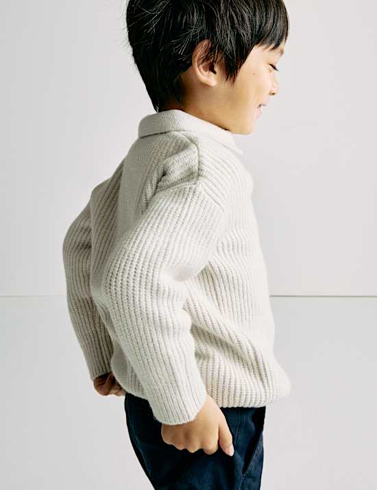 Cotton Blend Knitted Collared Jumper (2-8 Yrs)