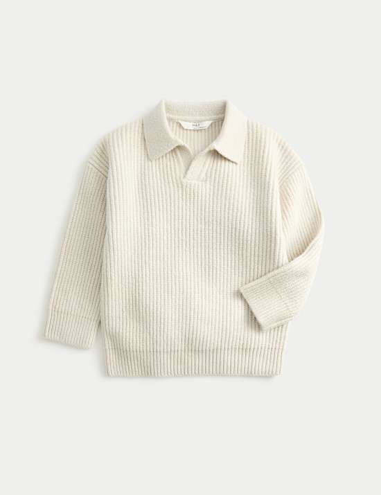 Cotton Blend Knitted Collared Jumper (2-8 Yrs)