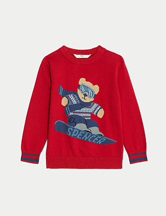 Pure Cotton Spencer Bear&trade; Knitted Jumper (2-8 Yrs)