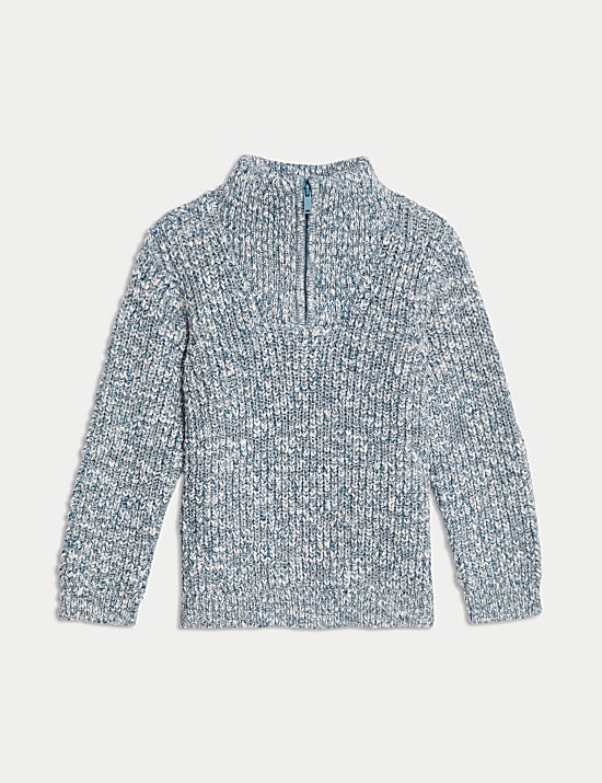 Cotton Blend Half Zip Knitted Jumper (2-8 Yrs)