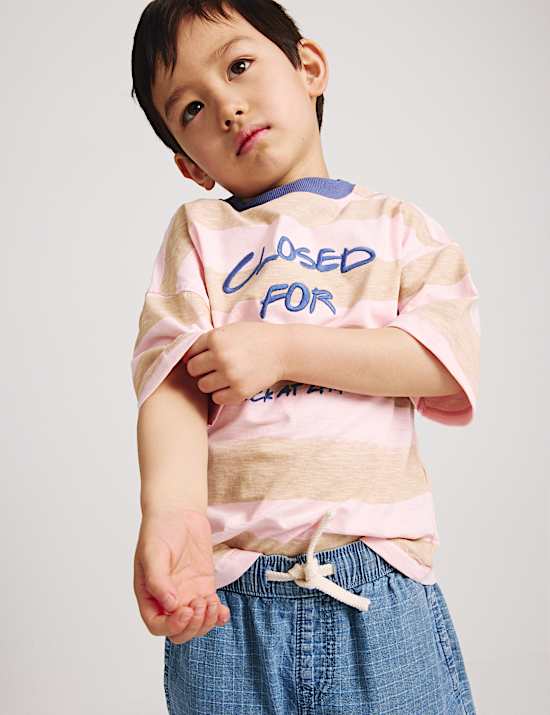 Pure Cotton Ripstop Barrel Jeans (2-8 Yrs)